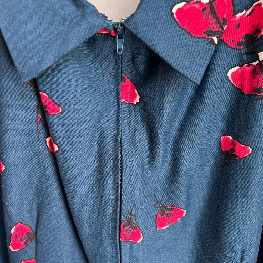 Lindy Bop Vanessa Navy and Pink Floral Midi Dress - Picture 7 of 9